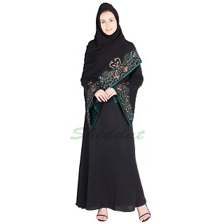 Embroidered nidha abaya-  Stone embossed